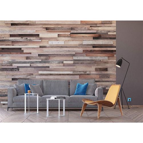 AG ART Papier peint mural initissé XXL planches bois 360x270 cm