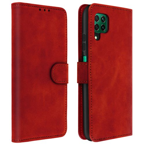 Avizar Housse pour Huawei P40 Lite avec Compartiment Carte Support Vidéo Rouge