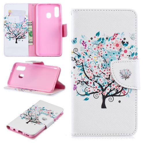 Etui en PU impression de motifs arbre fleuri pour votre Samsung Galaxy A40