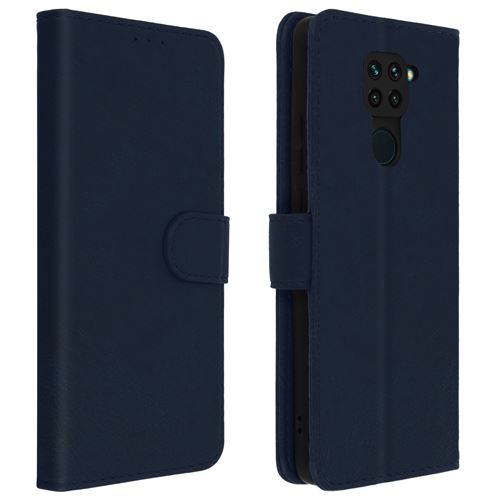 Avizar Étui Pour Xiaomi Redmi Note 9 Clapet Portefeuille Fonction Support Bleu