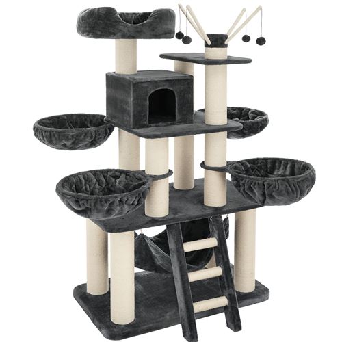 TecTake Arbre à chat GISMO 195 cm - gris/blanc