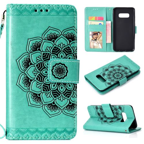 Etui en PU motif mandala avec sangle cyan pour votre Samsung Galaxy S10 Lite