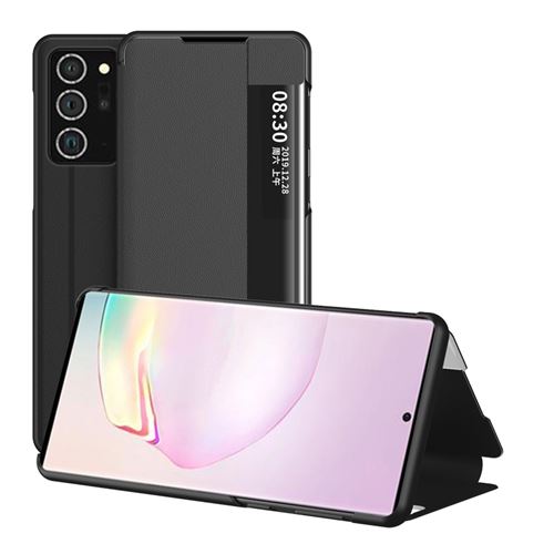 Étui Portefeuille pour Samsung Galaxy Note 20 en Cuir à Rabat Antichoc avec Fenêtre d’affichage intelligente - Noir