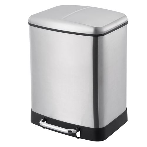 Poubelle de tri sélectif GREENWICH Argent Acier inoxydable 24L