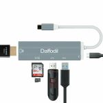 HUB USB-C HDMI 4K Ultra HD 6-en-1 - Adaptateur Port USB 3.0/2.0, Carte SD/Micro SD USB Alimenté Thunderbolt 3 Rapide - Daffodil HUB05 - pour MacBook ChromeBook Surface Android Projecteur Windows Dex