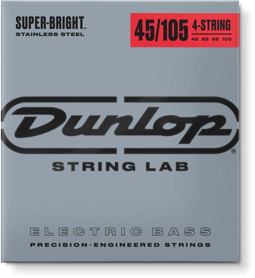 Dunlop Super Bright Stainless Steel Médium 45-105 - Jeu cordes guitare basse