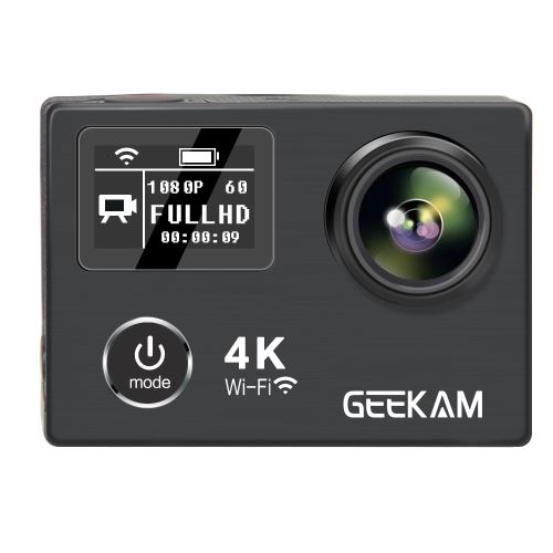 GEEKAM K8 Caméra d'action de sport HD ultra étanche 1080p 60fps 4k - Noir