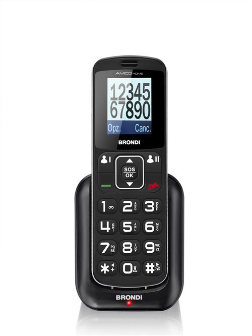 Brondi Amico Home Téléphone Portable GSM pour Personnes âgées avec Grandes Touches, Bouton SOS et Fonction télécommande, Double SIM, Volume élevé