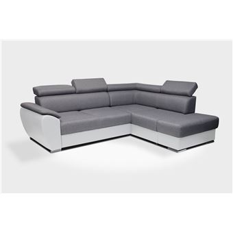 Barcelone Canapé Dangle Convertible Avec Tétières En Simili Et Tissu Droit Couleur Blanc Gris