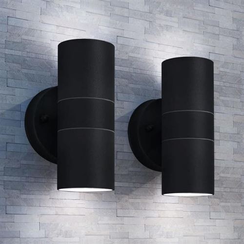 Applique murale d'ext&eacute;rieur 2 pcs Acier inoxydable vers le bas/haut