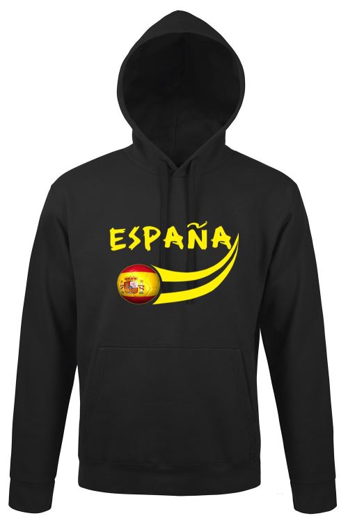 Supportershop Sweat Adulte Capuche Espagne Football, Noir, FR : S (Taille Fabricant : S)