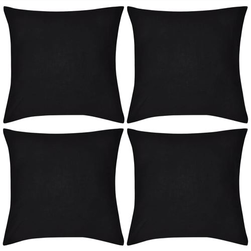 Kussenhoezen katoen 50 x 50 cm zwart 4 stuks