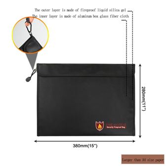 Sac à Documents Ignifugé Grande Capacité 40.6x30.5x12.7cm - Boîte A4 Résistante Au Feu Et à L'Eau En Fibre De Verre Silicone (Gris)