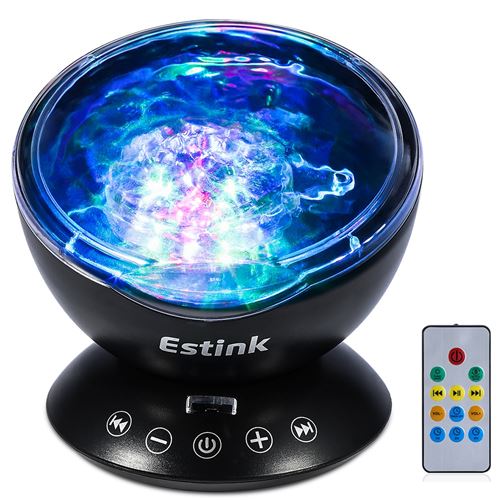 LED Veilleuse Enfants Projecteur, 7 Modes Lumières Lampe de Projection Simulation des Vagues Océan