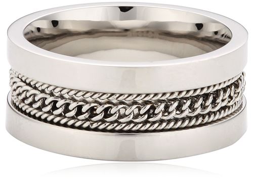 Sector-bague homme-acier inoxydable-cristal-argent-sZT05023 crossroad