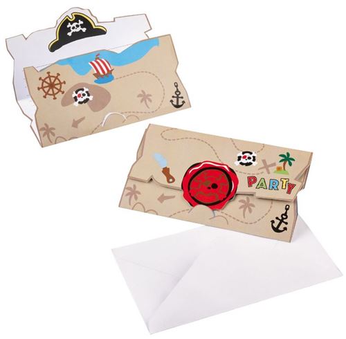 Amscan invitations avec enveloppe pirates 14,1 cm marron 8 pièces