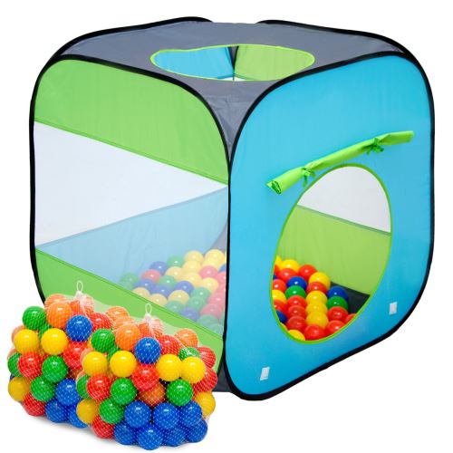 LittleTom Tente de Jeu pop-up 70x70x72cm jouet incl 200 Boules en plastique Bleu