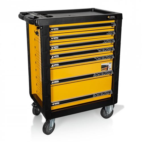 Servante d'atelier Professionnelle VITO 7 tiroirs Haute qualité Roues Diam 125cm Avec frein Meuble de garage Etabli