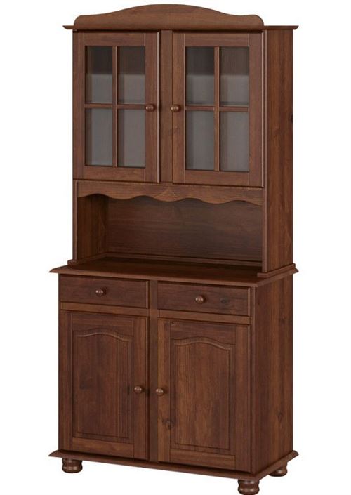 Paris Prix - Vaisselier 4 Portes Pin Massif kaya 88cm Chocolat