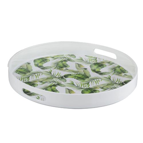 Plateau rond - Feuilles tropicales 34 cm
