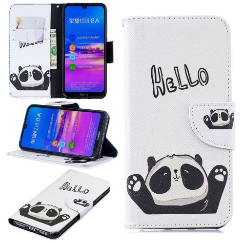 Etui en PU support d'impression de patrons mignon panda pour votre Huawei Honor 8A