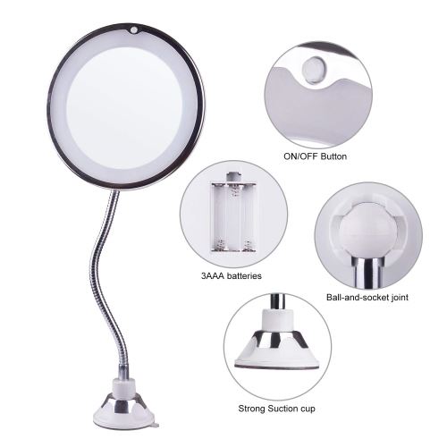 Alpexe Miroir Lumineux Salle De Bain Avec Ventouse Forte Et 360 Reglable Flexible Achat Prix Fnac