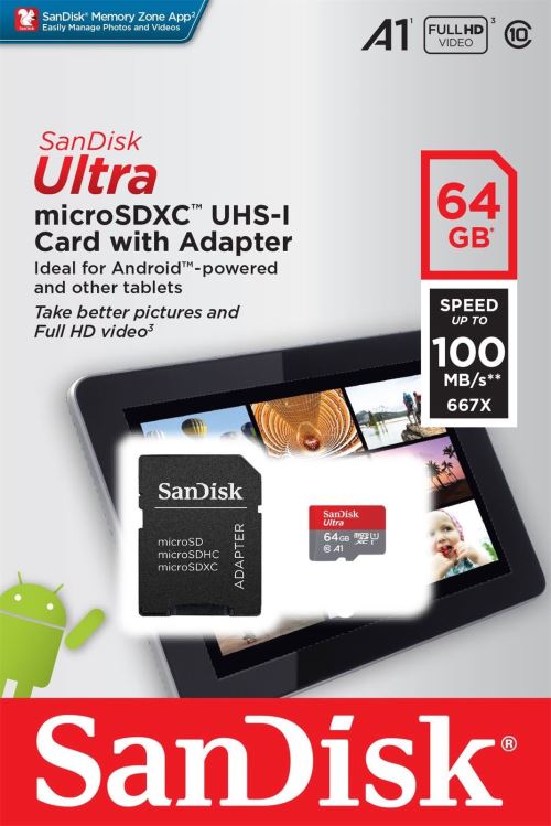 Carte Mémoire microSDHC SanDisk Ultra 32 Go Classe 10 pour Android avec  Vitesse de lecture Allant jusqu'à 80 Mo/s + Adaptateur SD