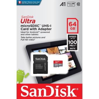 SANDISK Carte Micro SD 64Go microSD Extreme Plus + Adaptateur pas