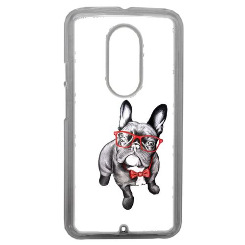 Coque Bulldog Français À Lunettes Compatible Motorola Moto X2 Transparent