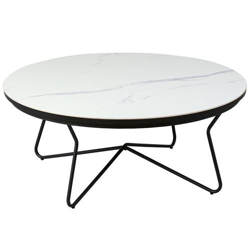 ELBE - Table Basse Ronde Acier et Céramique