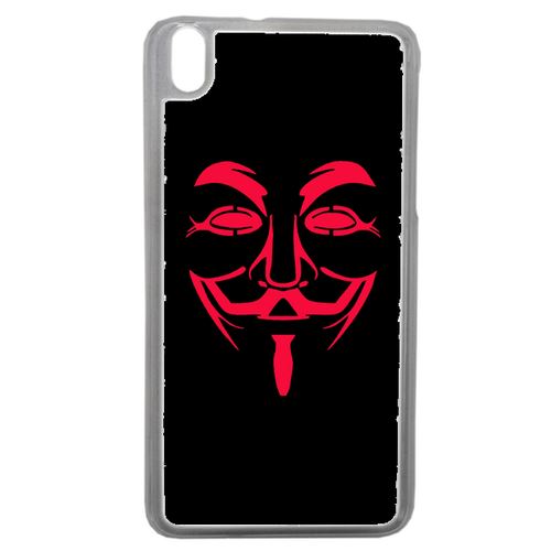 Coque Anonymous Noir Et Rouge Compatible Htc Desire 816 Transparent