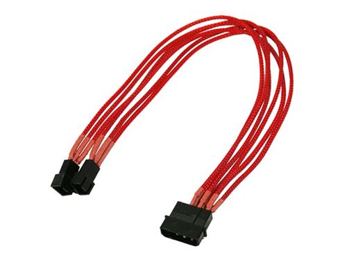 Nanoxia - Adaptateur d'alimentation ventilateur - alimentation interne - 3 broches (M) pour alimentation interne 4 broches (ventilateur uniquement) (M) - 30 cm - rouge