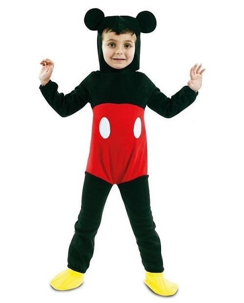 Deguisement - costume classique souris mickey 3/4 ans : combinaison + chapeau oreilles