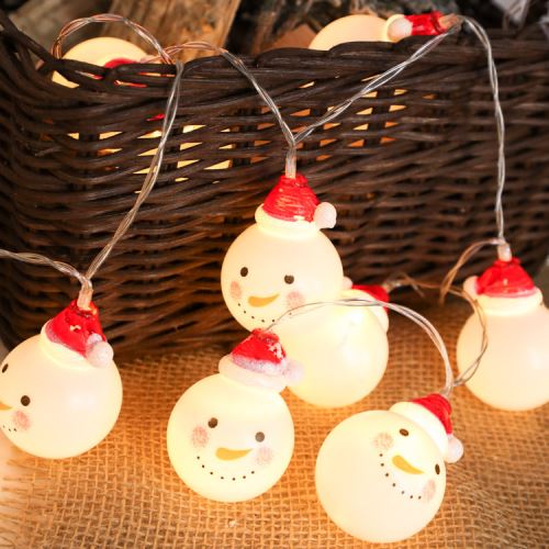 Guirlande Lumineuse 3M LED 8 Modes avec 20 LED Bonhomme de neige pour Noël Soirée Fête Maison Jardin, Blanc Chaud [Batterie alimenté]