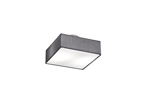 Moderne plafonnier embassy, 30 x 30 cm, abat-jour en tissu gris, 2 x douille e14, trio leuchten 603800287