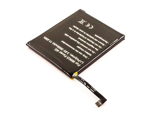 Battery WIKO Fever 4G, Li-Polymer, 3,8V, 3000mAh, 11,4Wh, built-in, w/o tools
