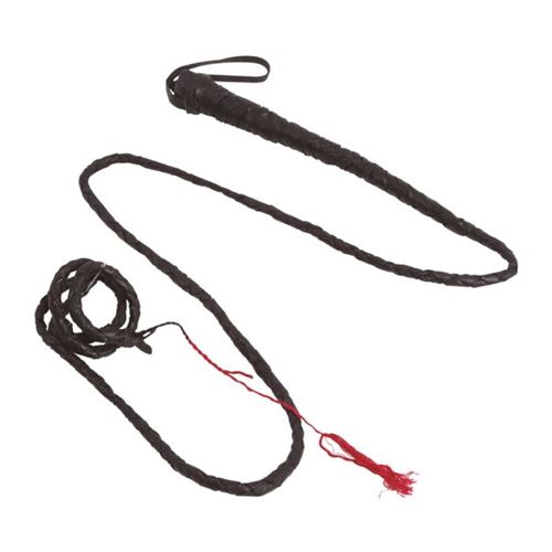 Accessoire de déguisement - fouet lanières simili cuir 2m noir - guirca 16832