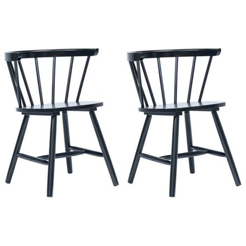 vidaXL 2 pcs Chaises de salle à manger Noir Bois d'hévéa massif