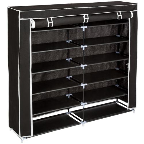 TecTake Armoire à chaussures tissu 115 x 110 x 28 cm - noir