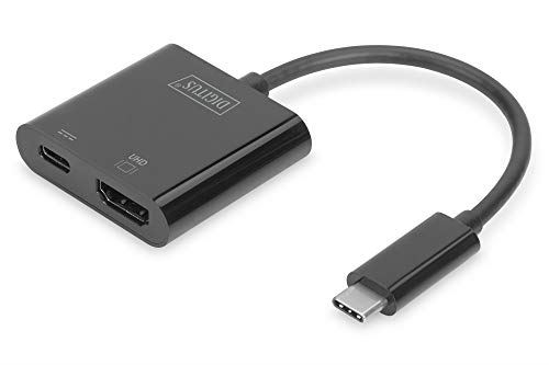Digitus Adaptateur Graphique USB Typ-C Basic Line - USB C vers HDMI, Port de Charge Type C Noir