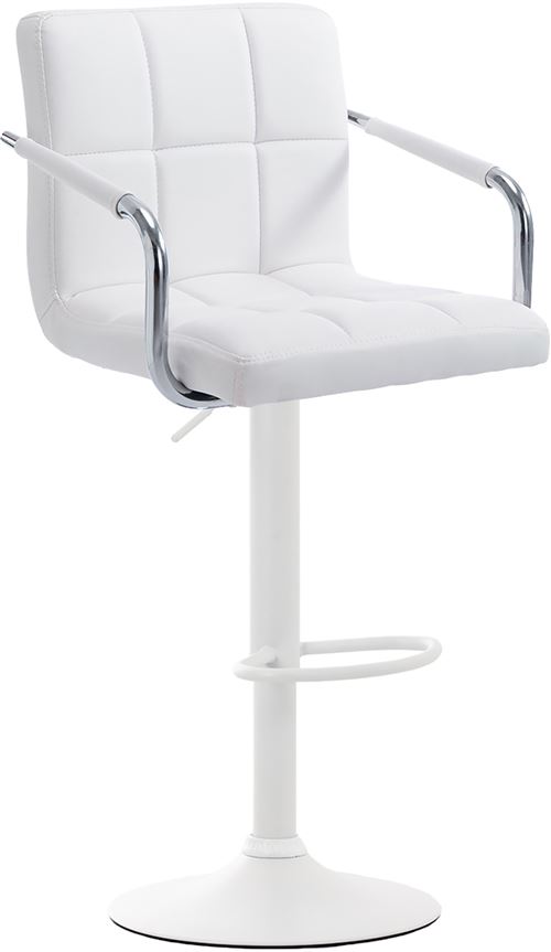 Tabouret de bar Lucy V2 en similicuir avec Piètement en Métal , Blanc /Blanc