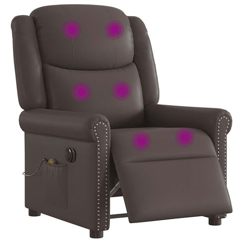 vidaXL Fauteuil de massage, relaxation électrique réglable similicuir brillant marron