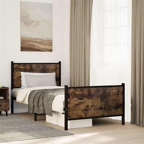 Non Communiqué Or Vidaxl Cadre De Lit Métal Avec Tête De Lit Et Pied De Lit 80X200 Cm, Lit Simple, Meuble De Chambre À Coucher, Lit D'invité, 4007676