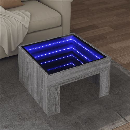 vidaXL Table basse avec LED infini sonoma gris 50x50x30 cm