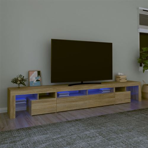 Non Communiqué Chêne Sonoma Meuble Tv Avec Lumières Led 260X36,5X40 Cm
