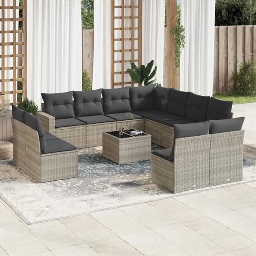 Vidaxl Gris/Clair Salon De Jardin 12 Pcs - Image 3