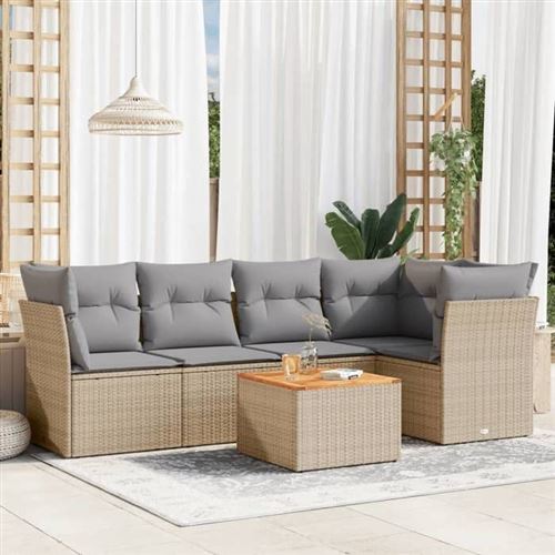 Vidaxl Beige Salon De Jardin Avec Coussins 6Pcs Mélange - Image 2