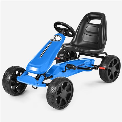 go kart à pédales giantex formule 1 racing embrayage avec frein, bleu, roues en caoutchouc EVA pour enfants pour 3-8 ans