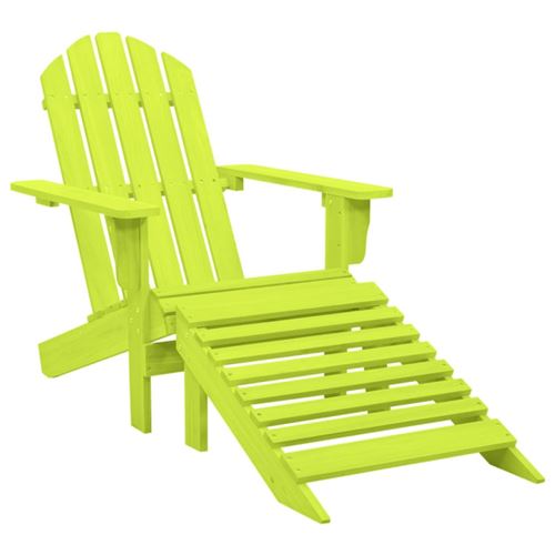 Vidaxl Vert Chaise De Jardin Adirondack Pouf Bois Sapin - Image 3
