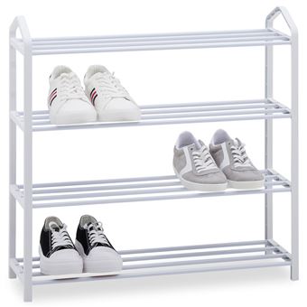 Étagère à Chaussures 4 Niveaux En Bambou HOMCOM - 12 Paires, Design à Lattes, 76x33x67 Cm